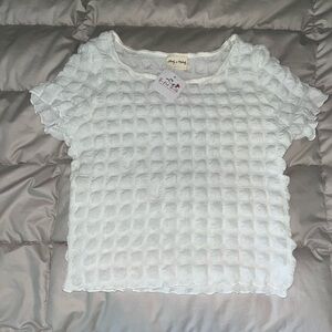 White ruffle short sleeve top